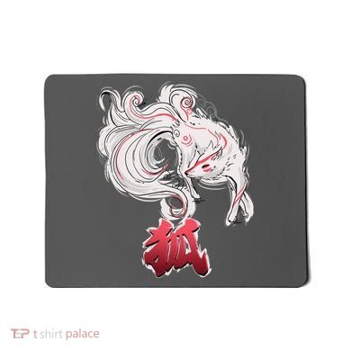 Japanese Kitsune Fox Brush Art Mousepad