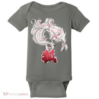 Japanese Kitsune Fox Brush Art Baby Bodysuit
