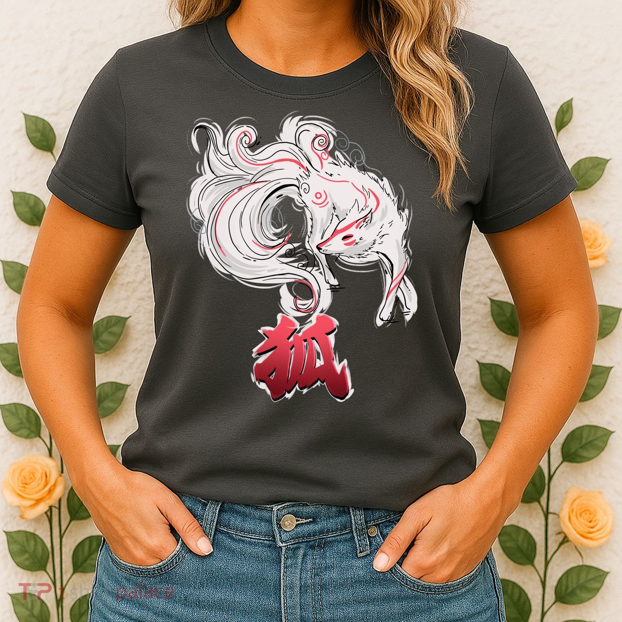 Japanese Kitsune Fox Brush Art Women's T-Shirt