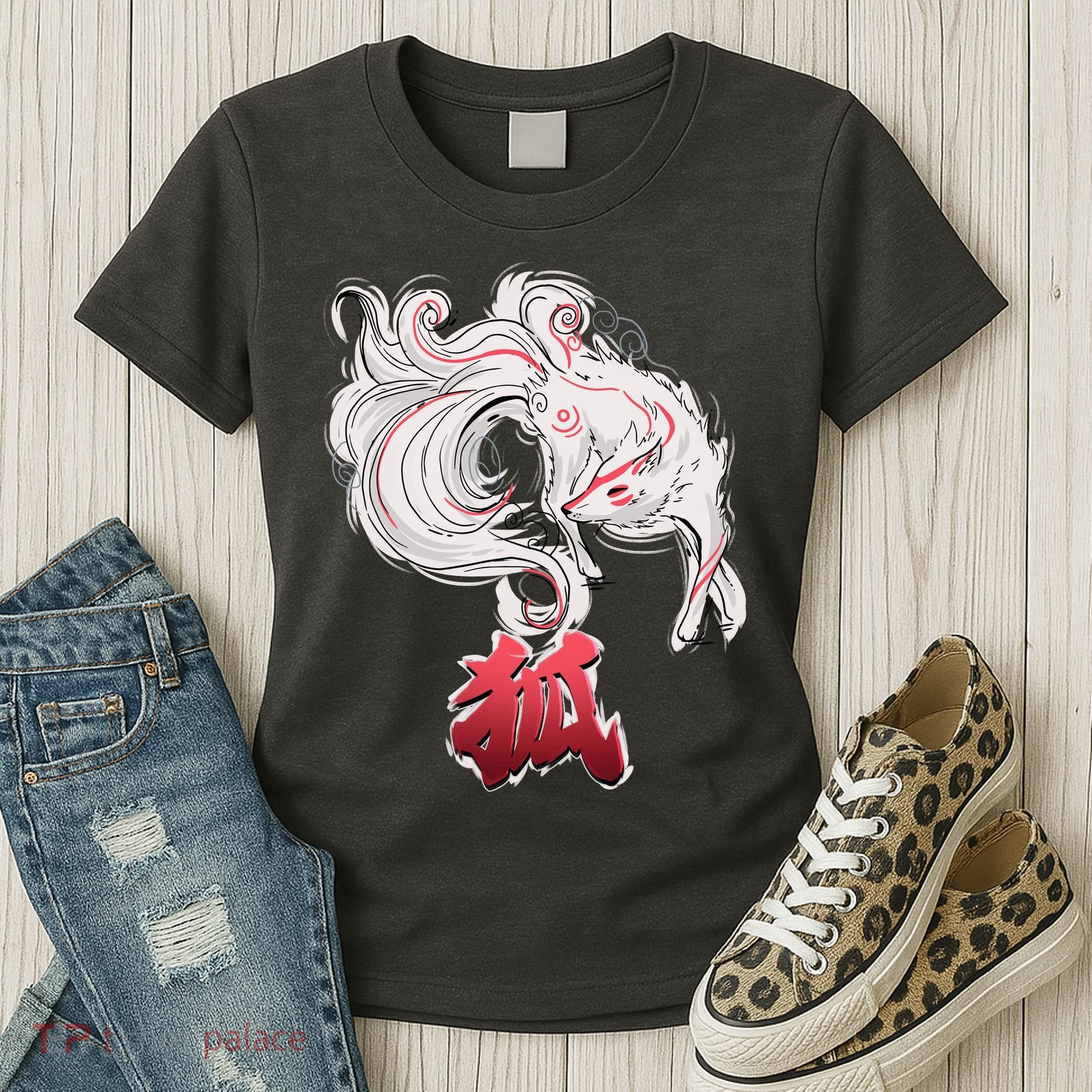 Japanese Kitsune Fox Brush Art Women's T-Shirt
