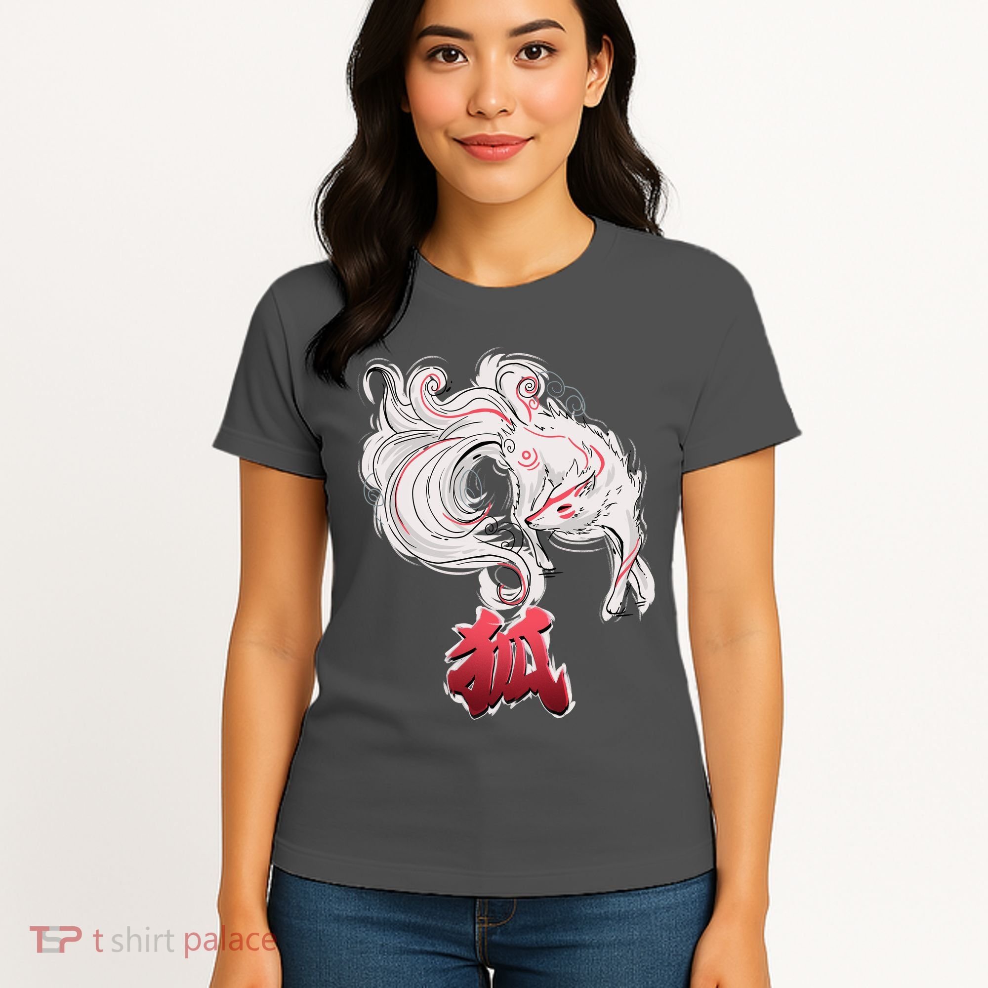 Japanese Kitsune Fox Brush Art Women's T-Shirt