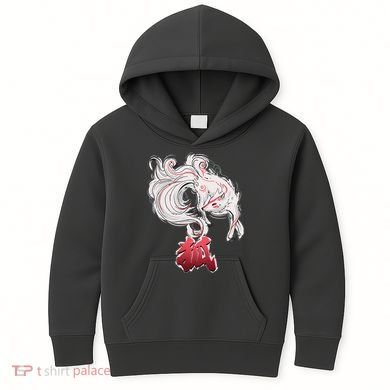 Japanese Kitsune Fox Brush Art Kids Hoodie