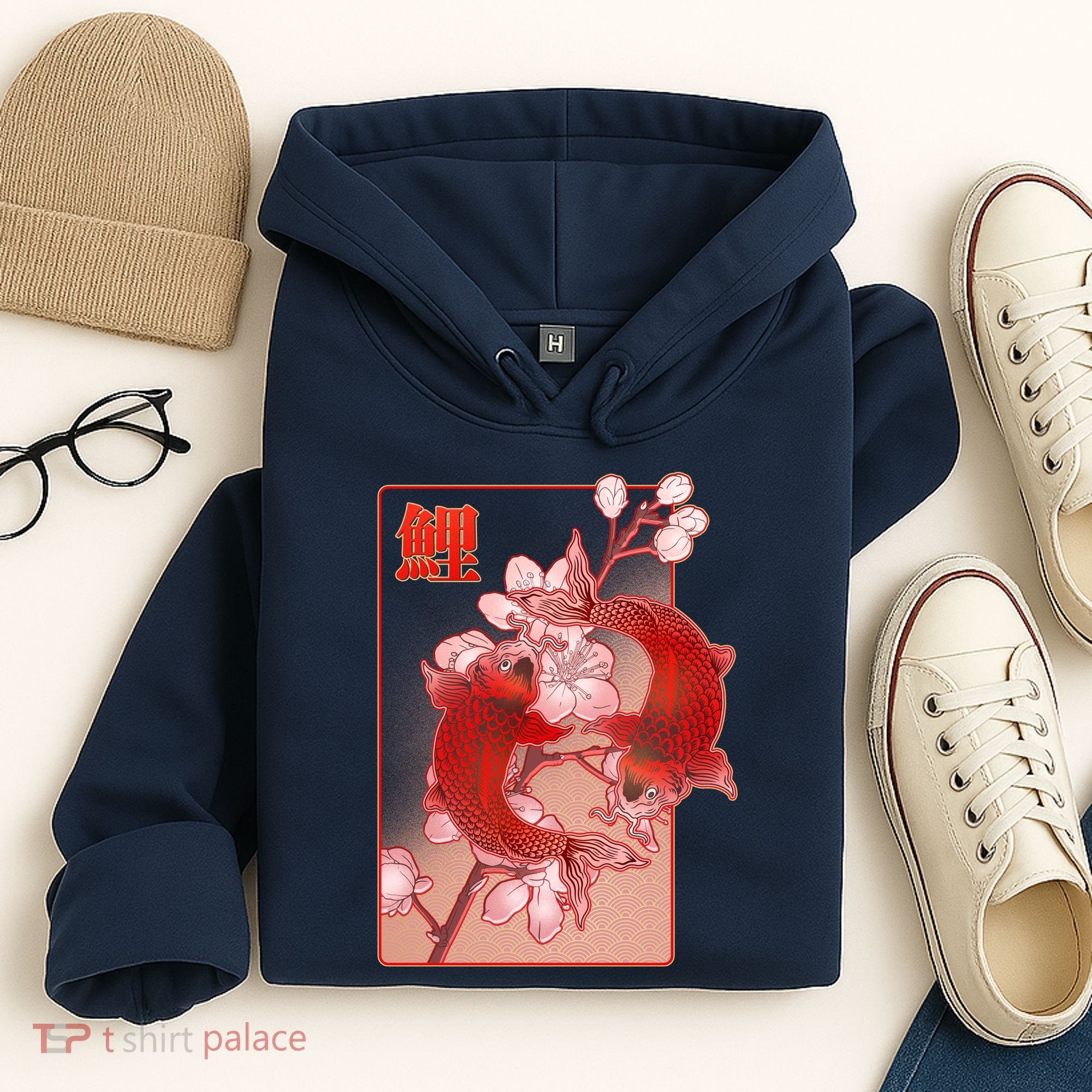 Japanese Koi Fish And Cherry Blossoms Hoodie