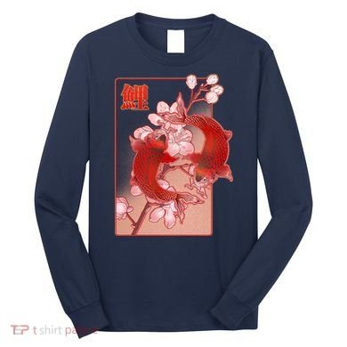 Japanese Koi Fish And Cherry Blossoms Long Sleeve Shirt