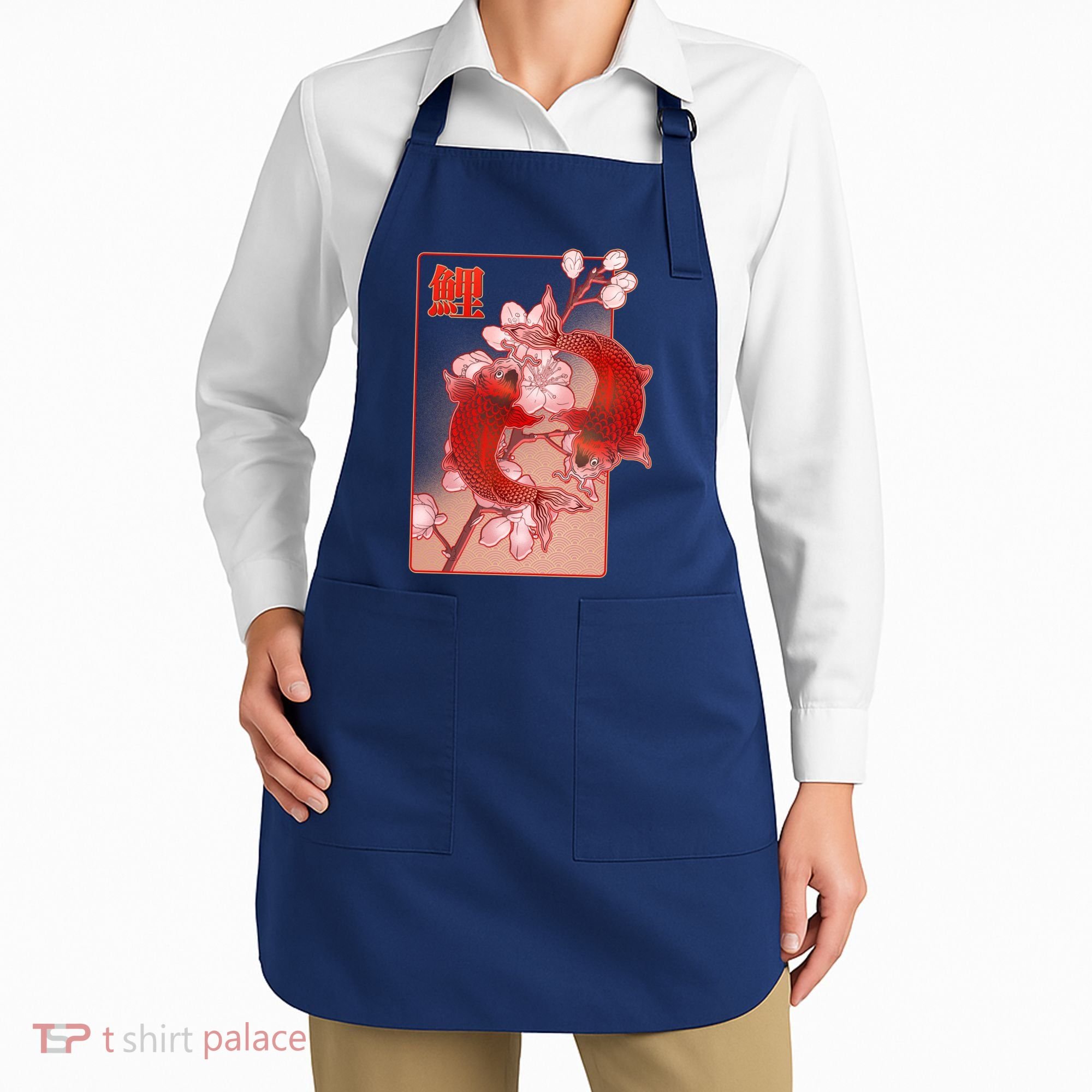 Japanese Koi Fish And Cherry Blossoms Apron