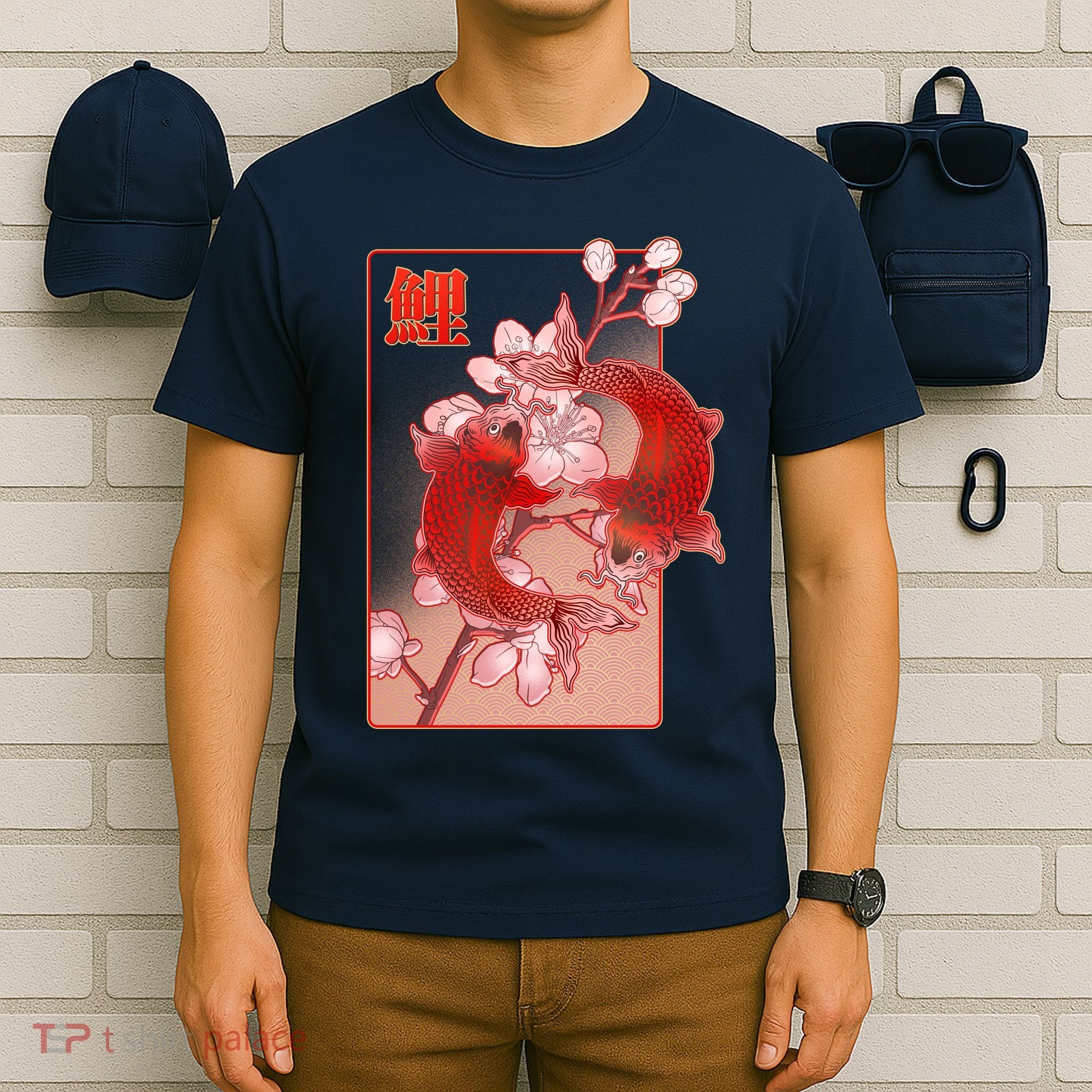 Japanese Koi Fish And Cherry Blossoms T-Shirt