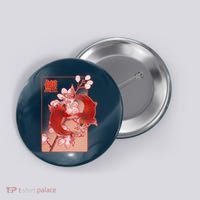 Japanese Koi Fish And Cherry Blossoms Button thumb 0