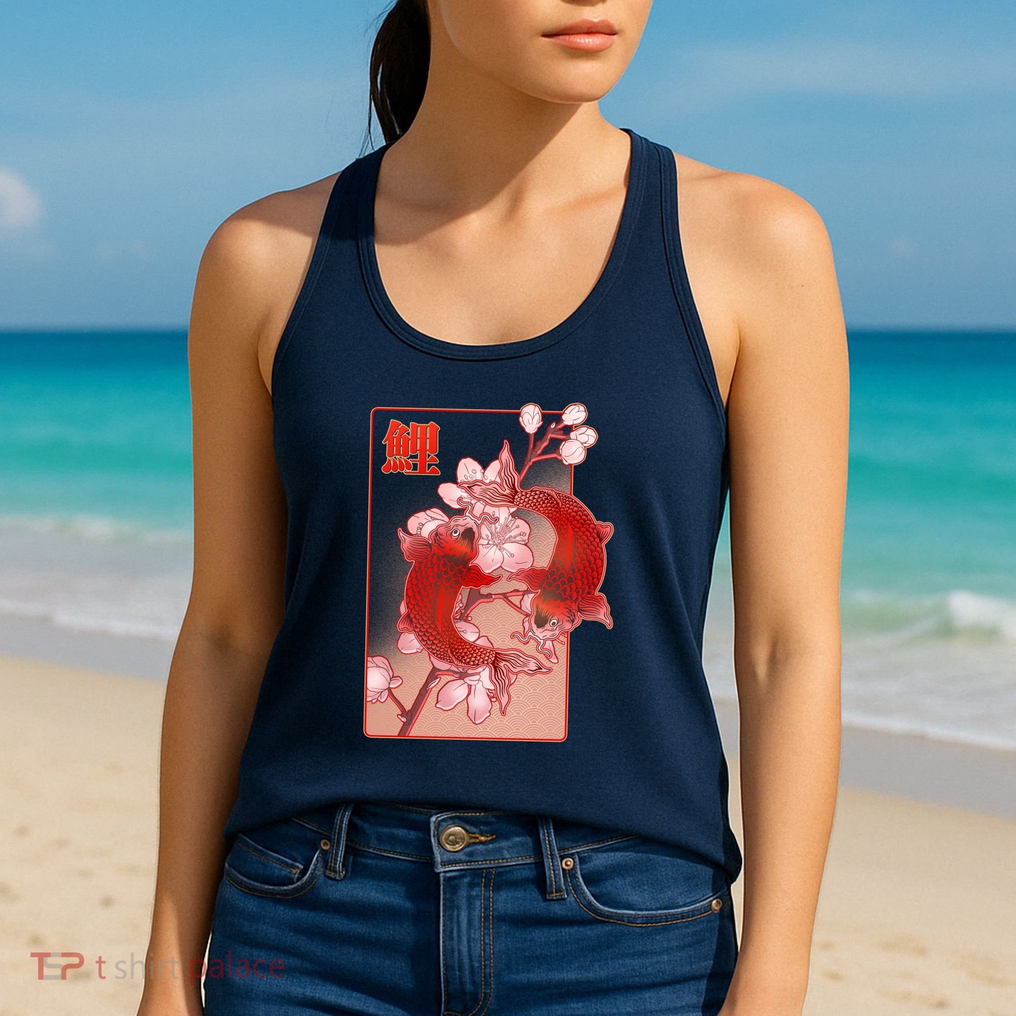 Japanese Koi Fish And Cherry Blossoms Women's Tank Top