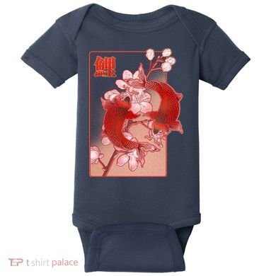 Japanese Koi Fish And Cherry Blossoms Baby Bodysuit