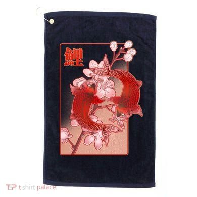 Japanese Koi Fish And Cherry Blossoms Golf Towel