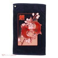 Japanese Koi Fish And Cherry Blossoms Golf Towel thumb 0