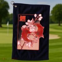 Japanese Koi Fish And Cherry Blossoms Golf Towel thumb 1