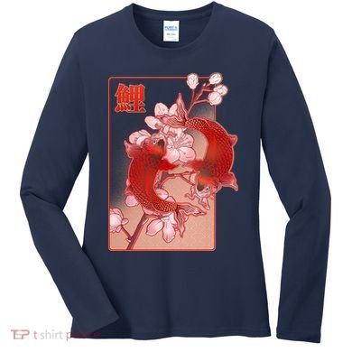 Japanese Koi Fish And Cherry Blossoms Women's Long Sleeve Shirt
