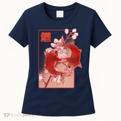 Japanese Koi Fish And Cherry Blossoms Women's T-Shirt