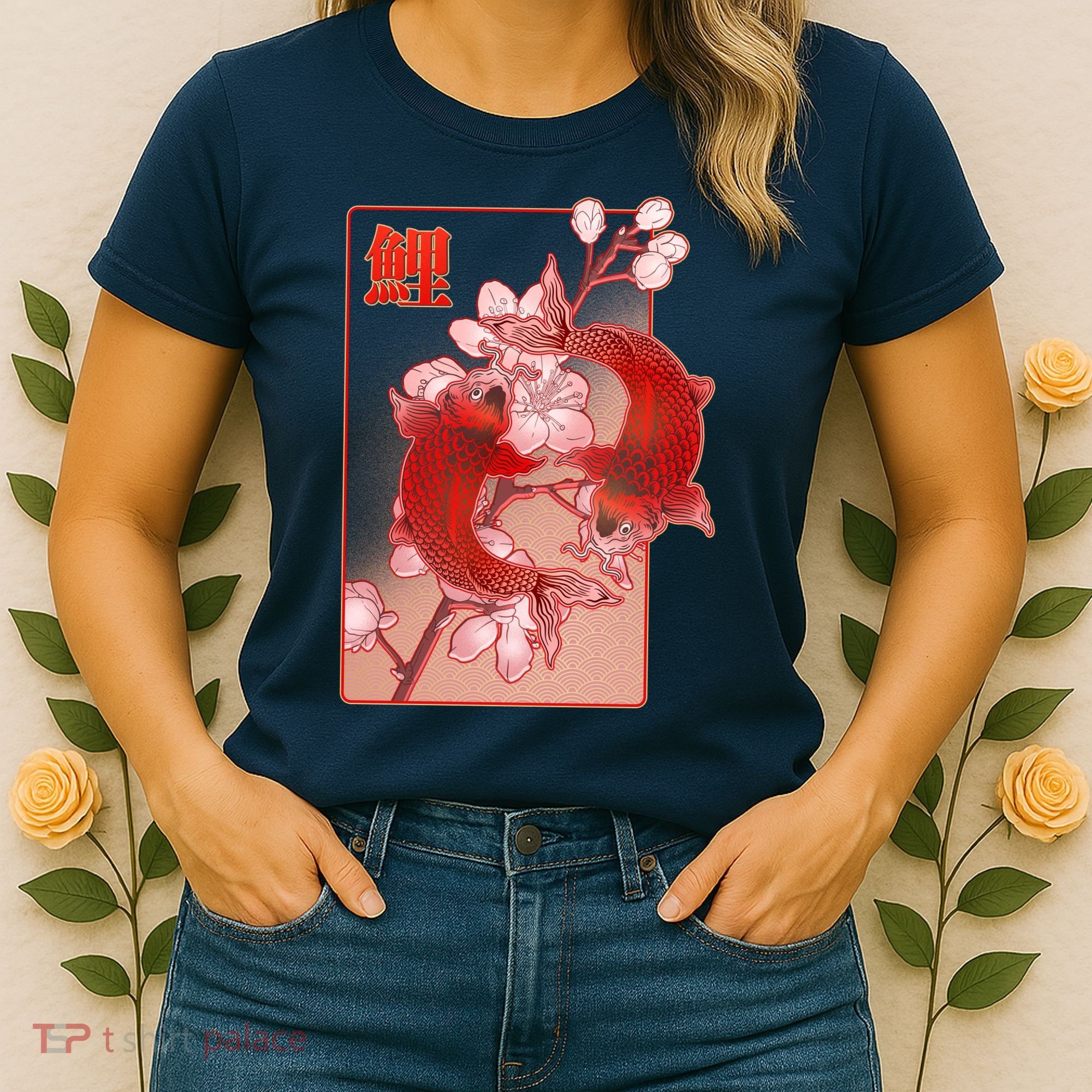 Japanese Koi Fish And Cherry Blossoms Women's T-Shirt