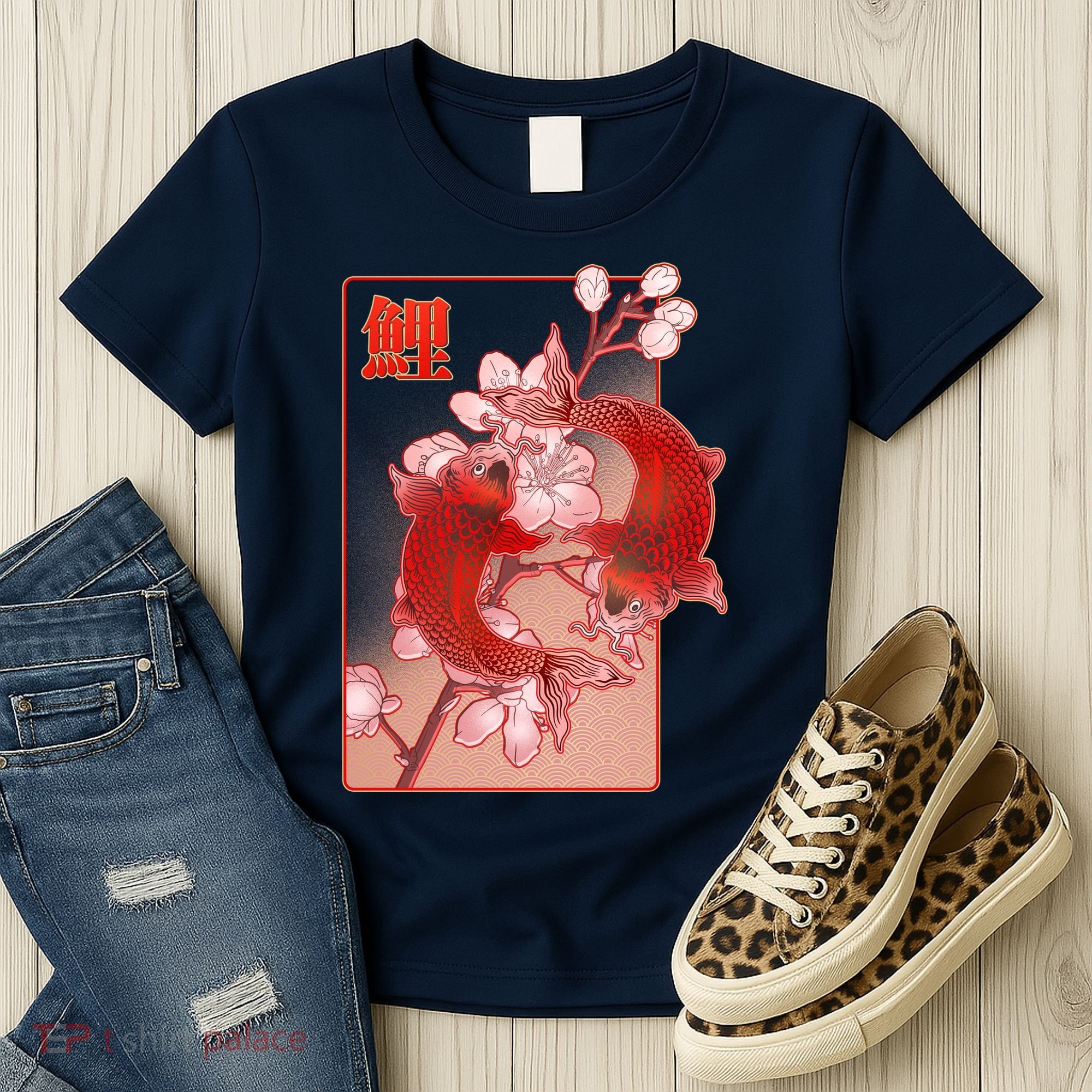 Japanese Koi Fish And Cherry Blossoms Women's T-Shirt