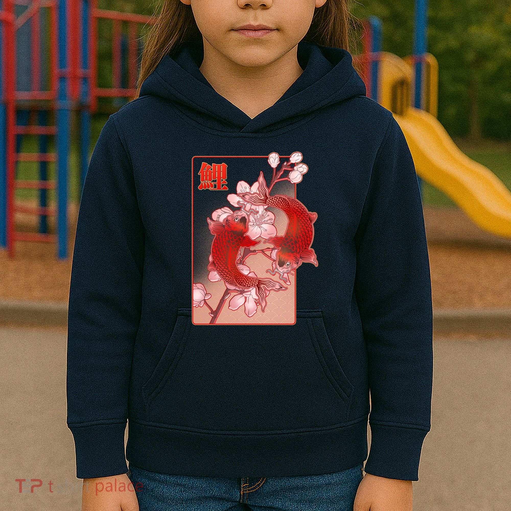 Japanese Koi Fish And Cherry Blossoms Kids Hoodie