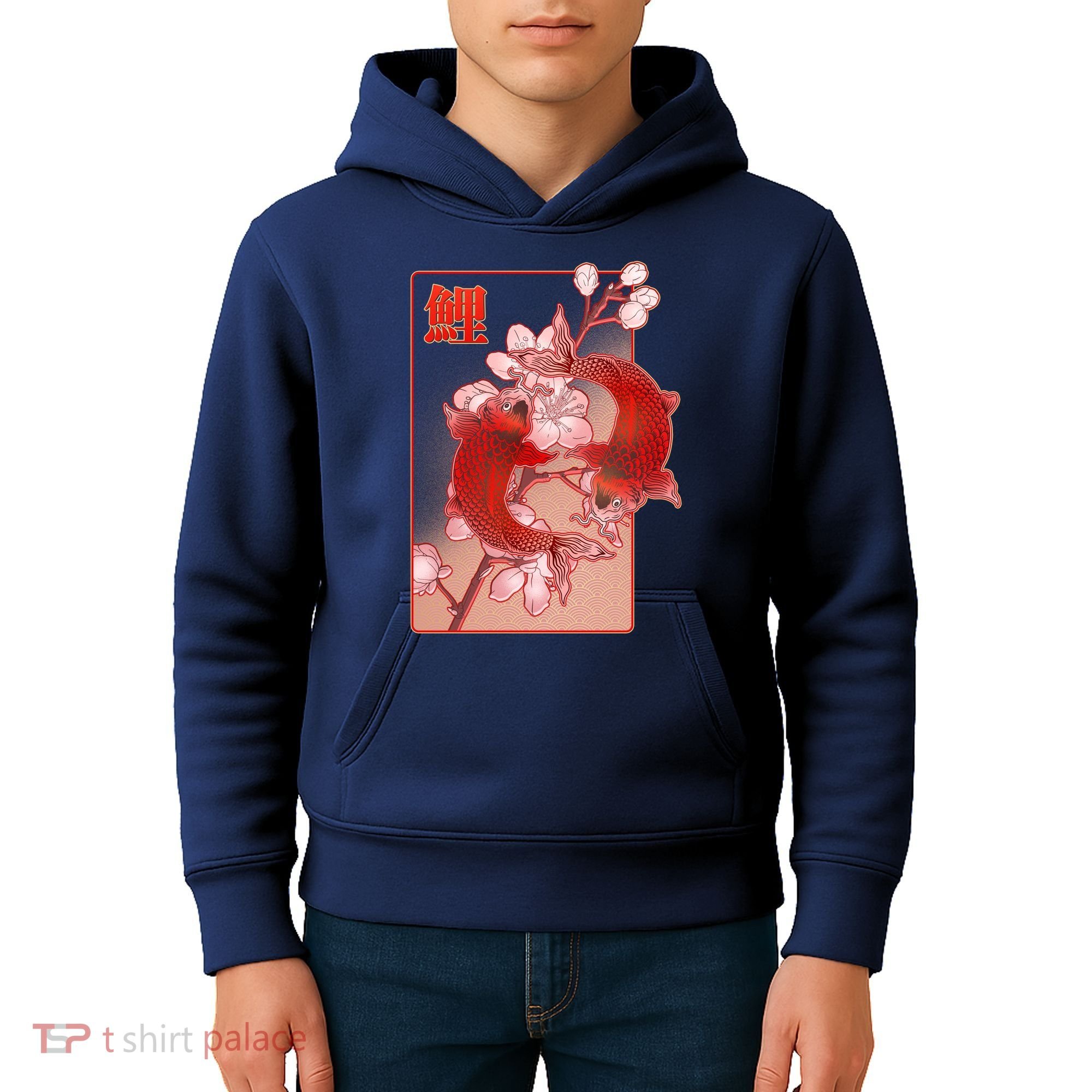 Japanese Koi Fish And Cherry Blossoms Kids Hoodie