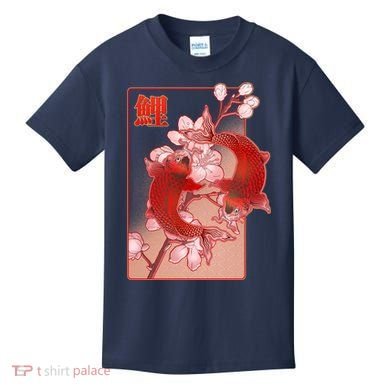 Japanese Koi Fish And Cherry Blossoms Kids T-Shirt