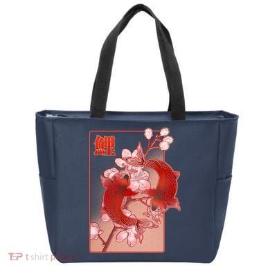 Japanese Koi Fish And Cherry Blossoms Tote Bag