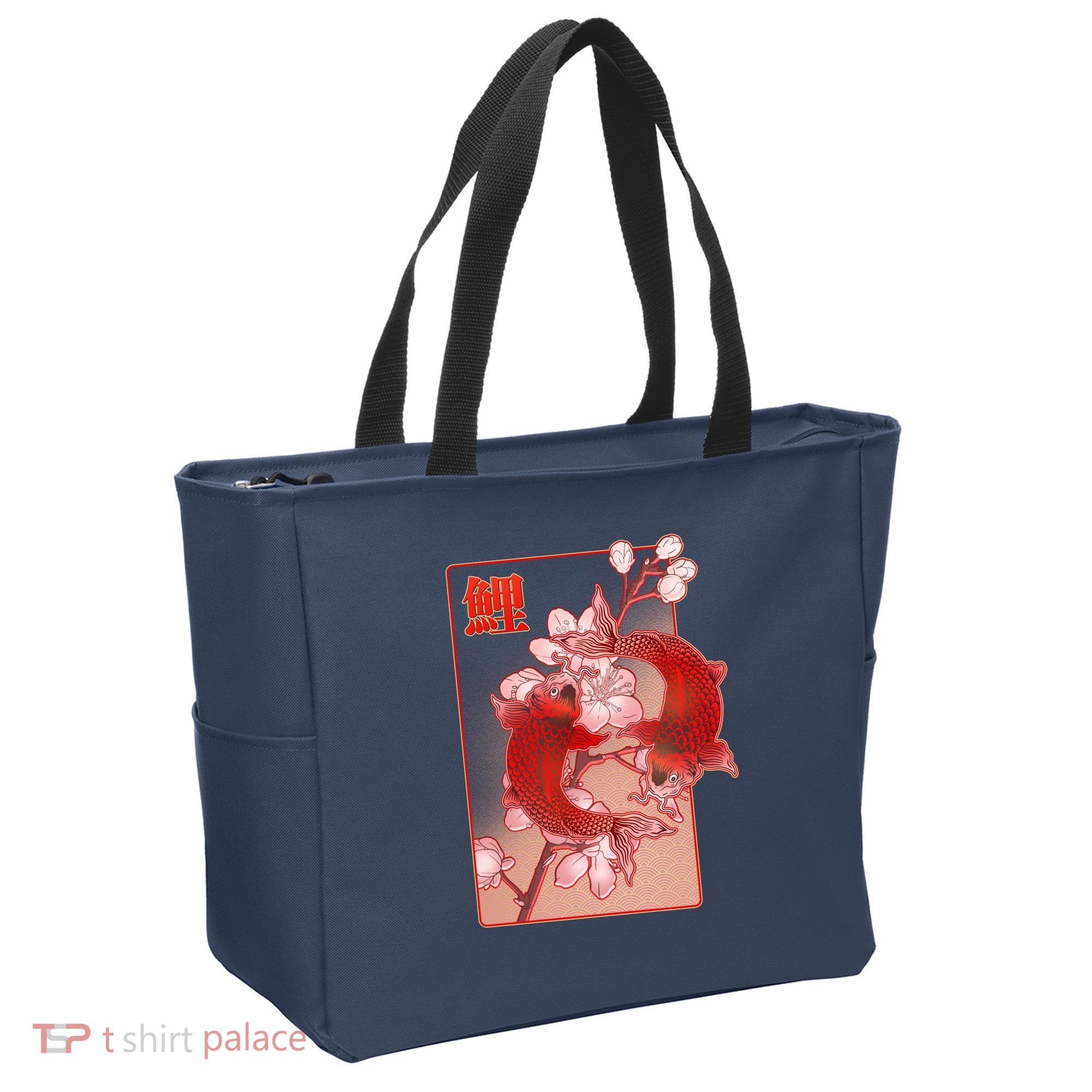 Japanese Koi Fish And Cherry Blossoms Tote Bag