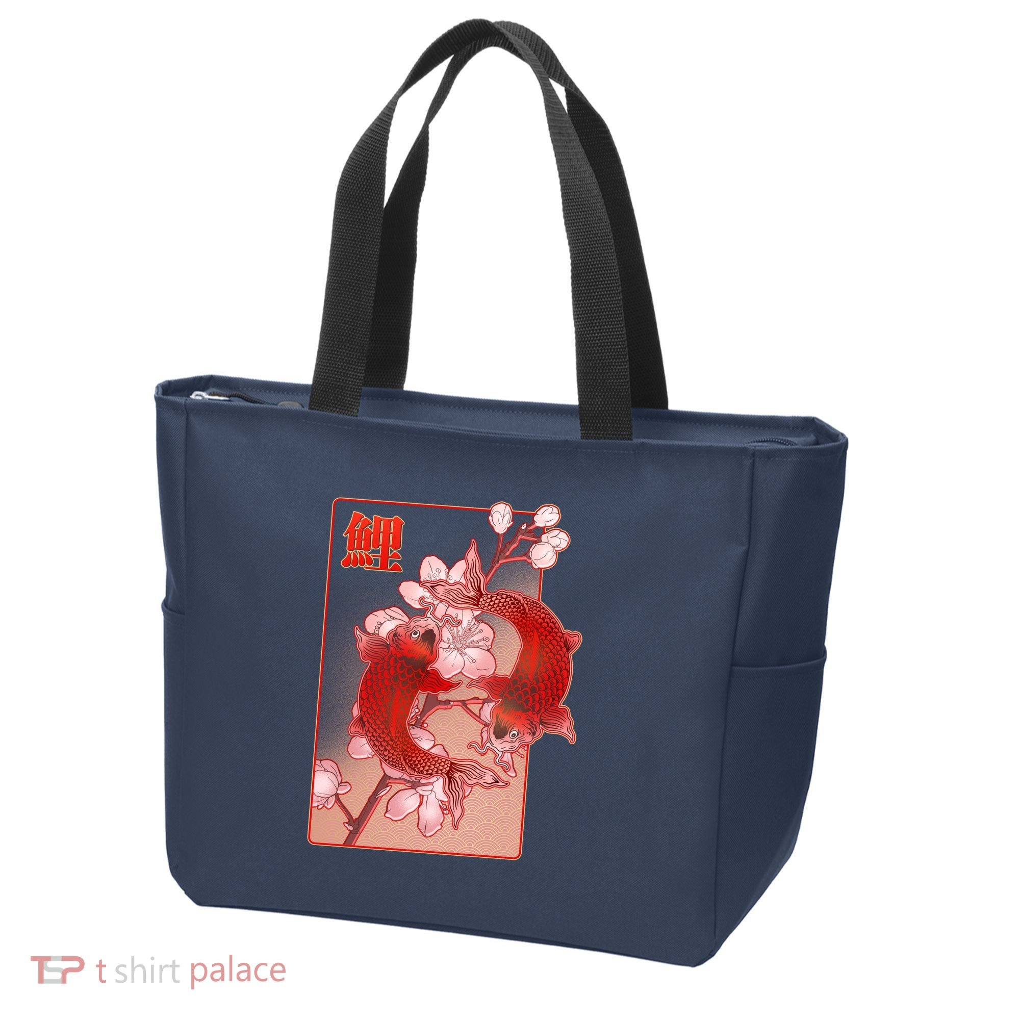 Japanese Koi Fish And Cherry Blossoms Tote Bag