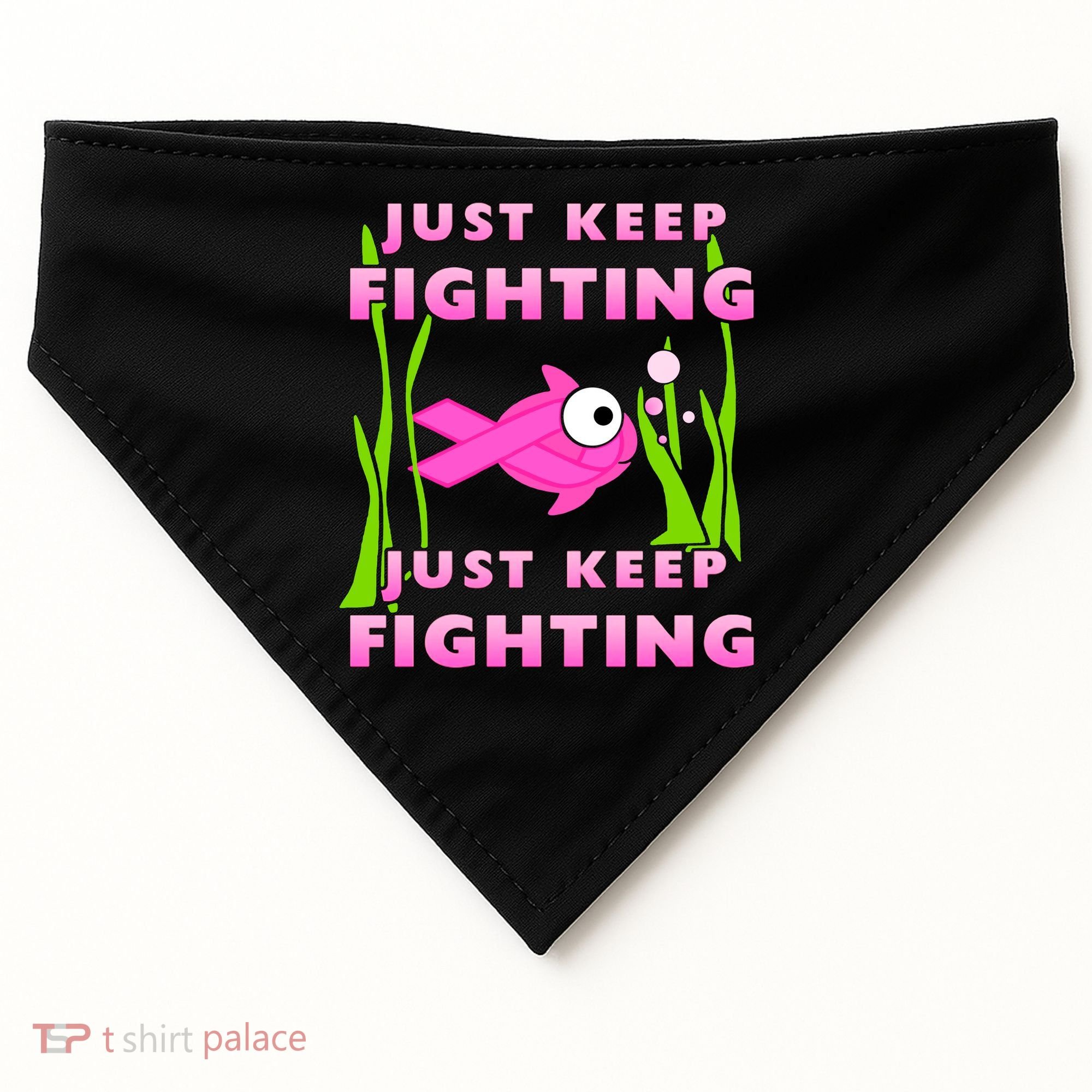 Just Keep Fighting Funny Breast Cancer USA-Made Doggie Bandana
