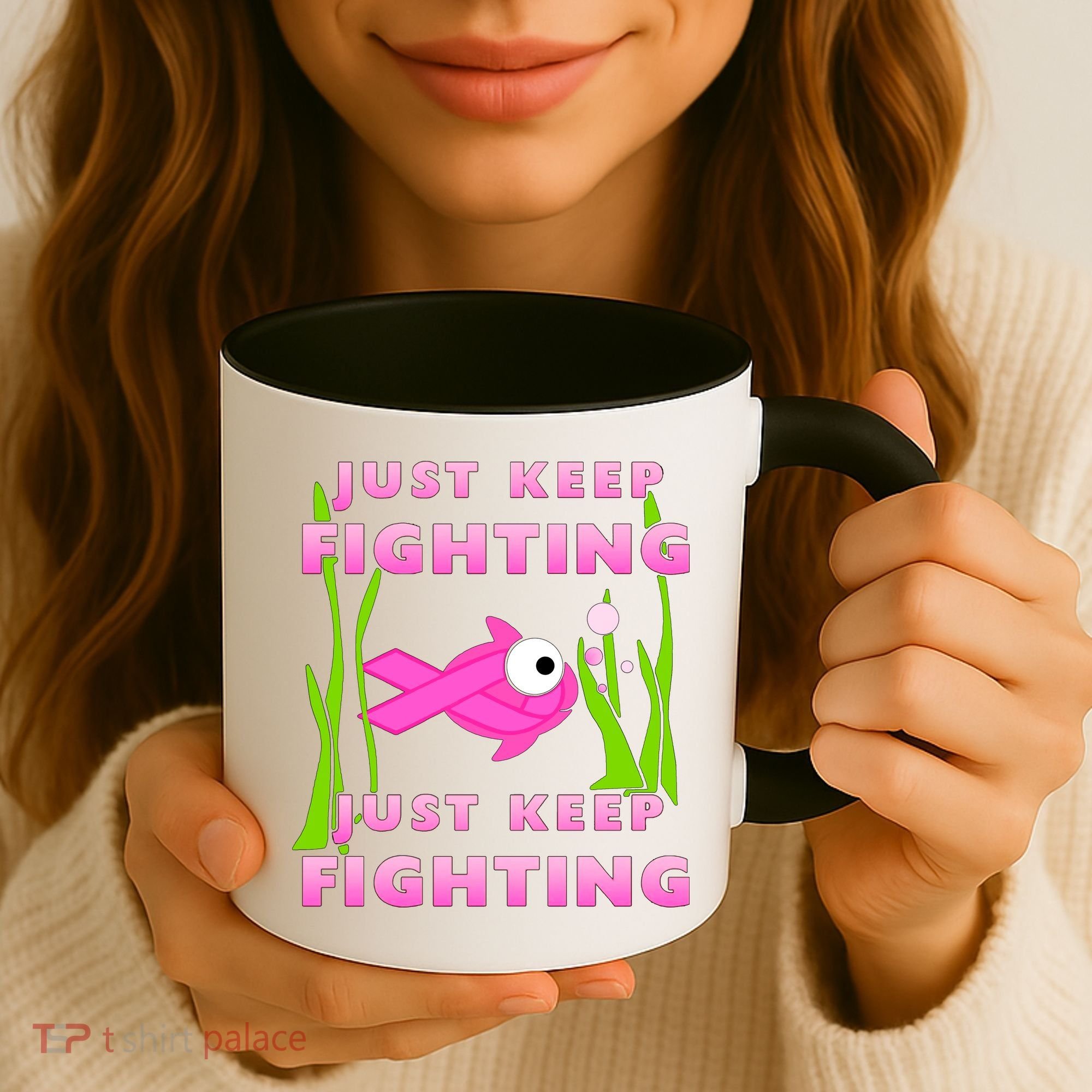 Just Keep Fighting Funny Breast Cancer Coffee Mug