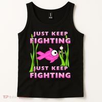 Just Keep Fighting Funny Breast Cancer Tank Top thumb 2