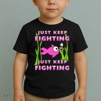 Just Keep Fighting Funny Breast Cancer Toddler T-Shirt thumb 2