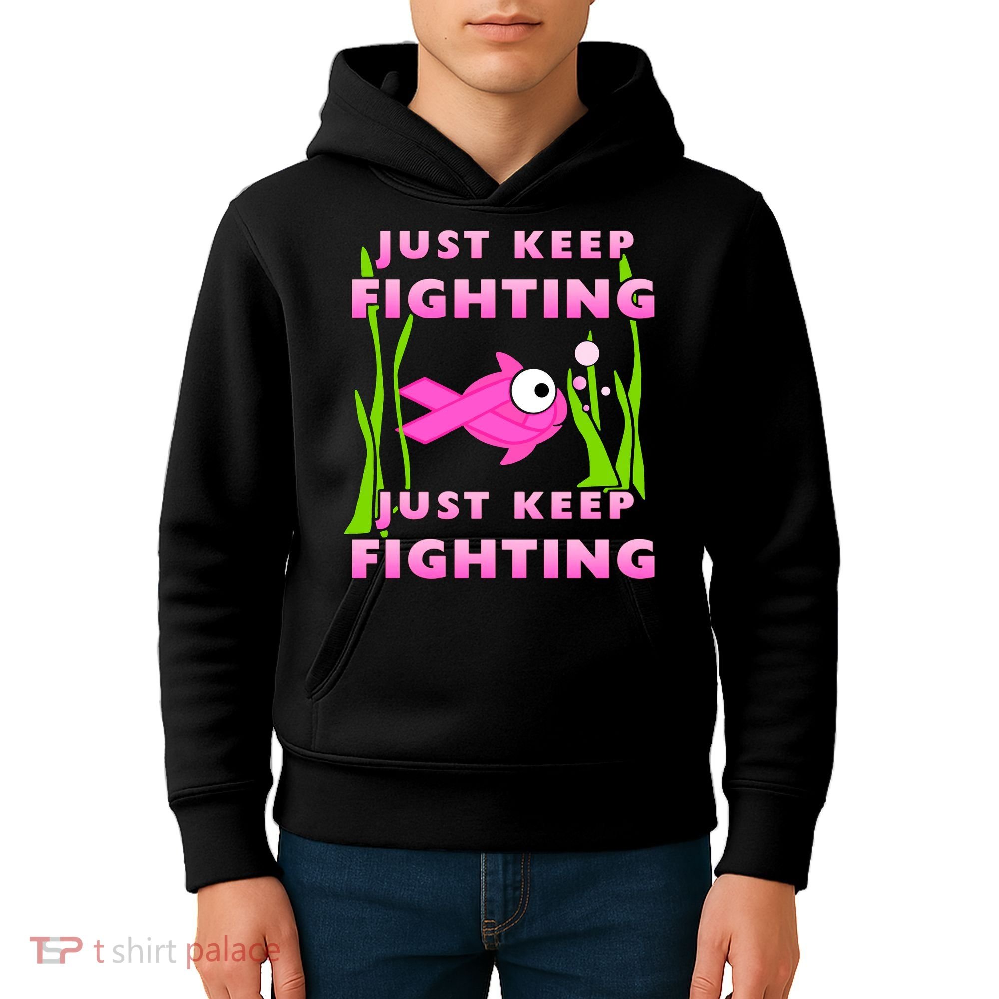 Just Keep Fighting Funny Breast Cancer Kids Hoodie