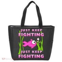 Just Keep Fighting Funny Breast Cancer Tote Bag thumb 0