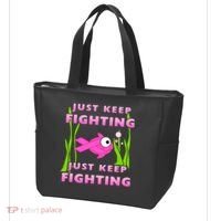 Just Keep Fighting Funny Breast Cancer Tote Bag thumb 3