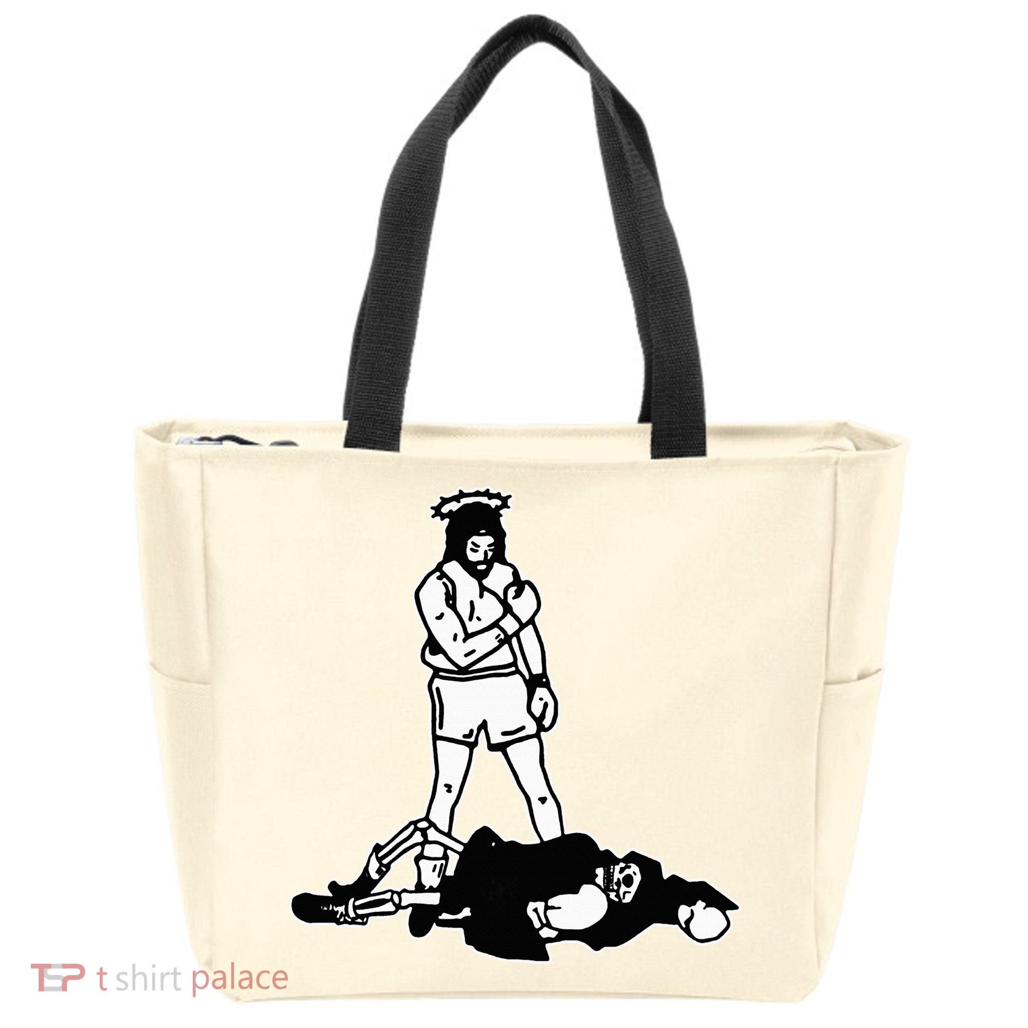 Jesus Knockout Grim Reaper X Jesus Conquers Death Boxing Tote Bag