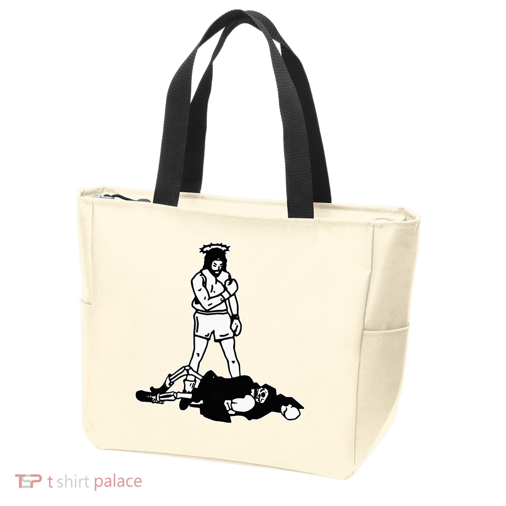 Jesus Knockout Grim Reaper X Jesus Conquers Death Boxing Tote Bag