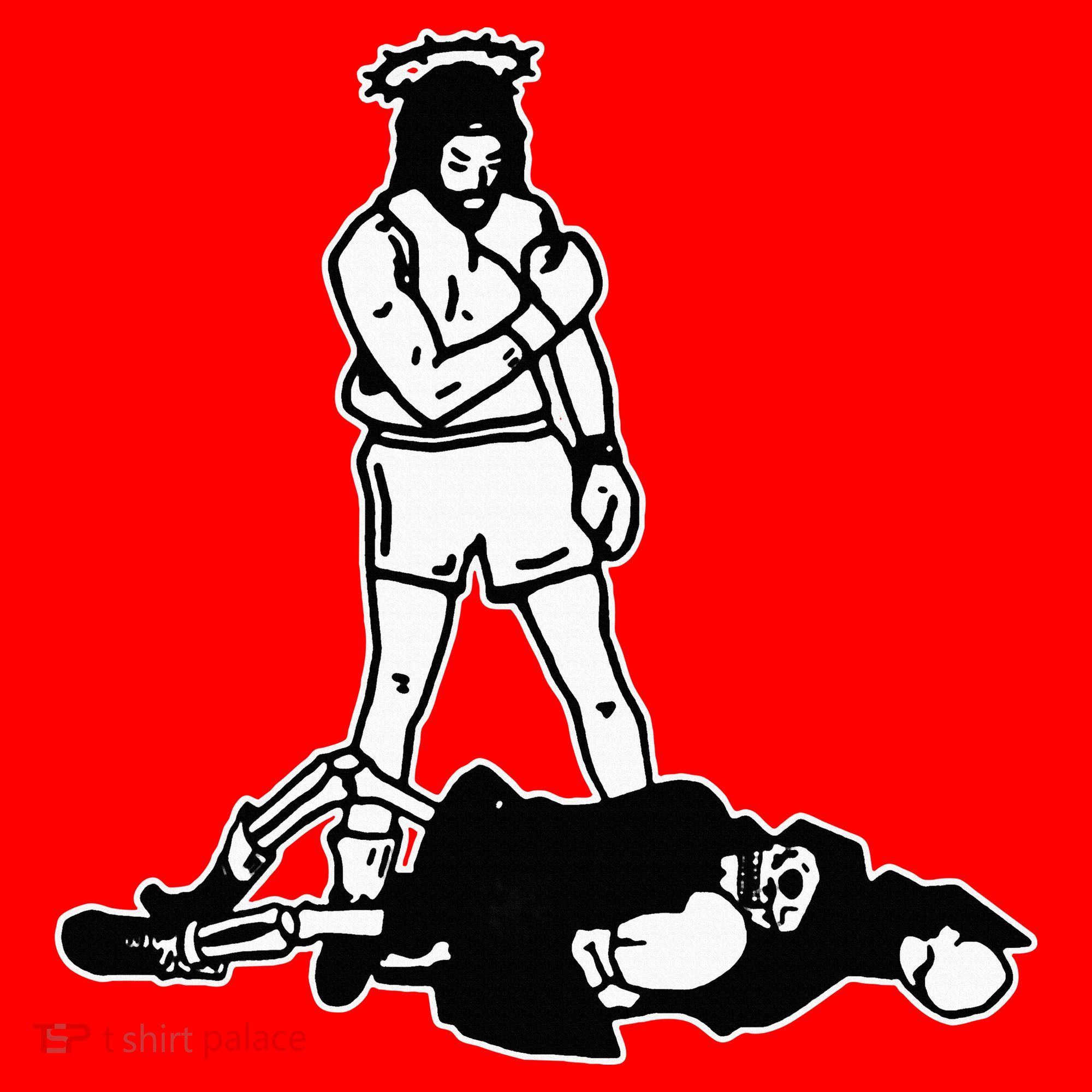 Jesus Knockout Grim Reaper X Jesus Conquers Death Boxing Santa Hat