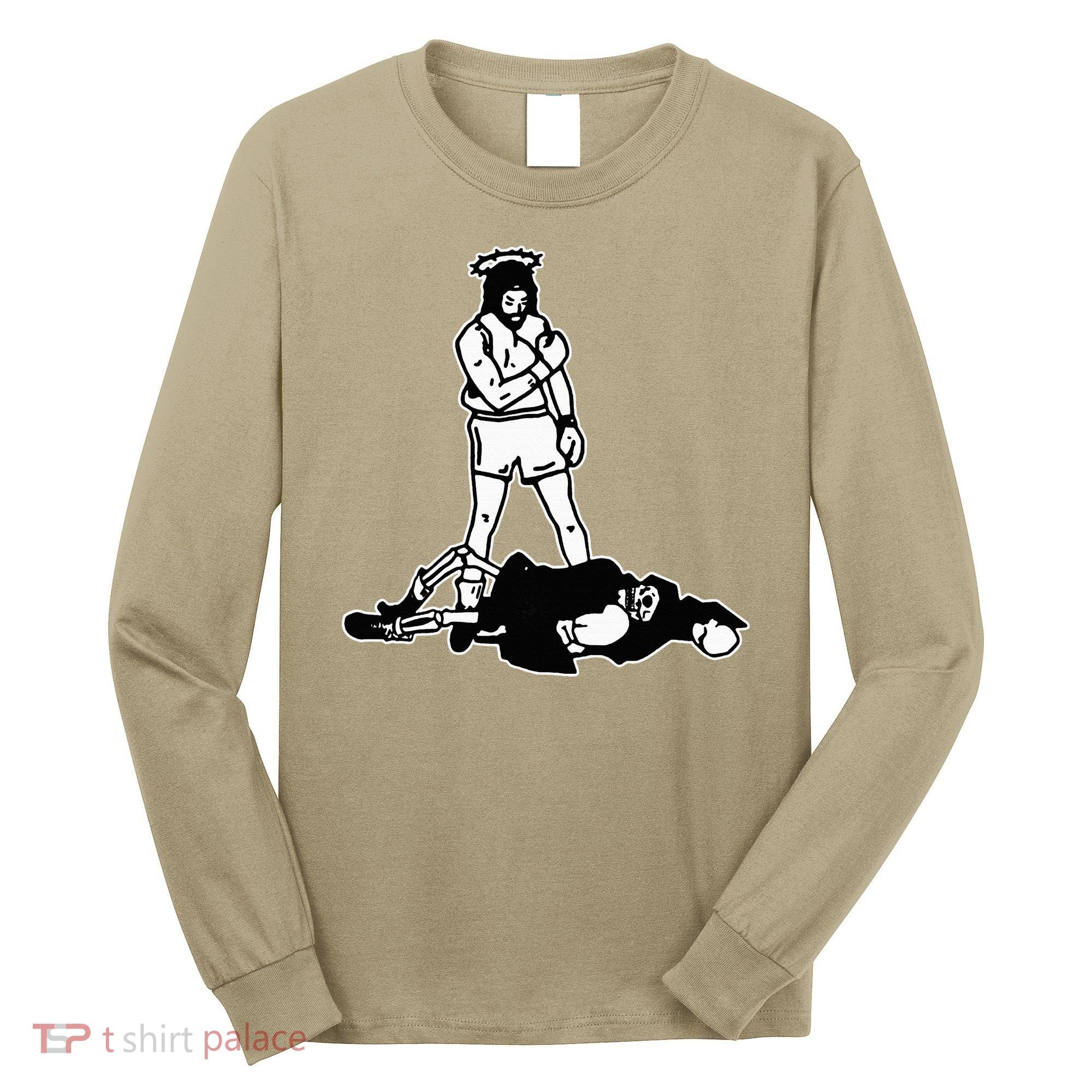 Jesus Knockout Grim Reaper X Jesus Conquers Death Boxing Long Sleeve Shirt