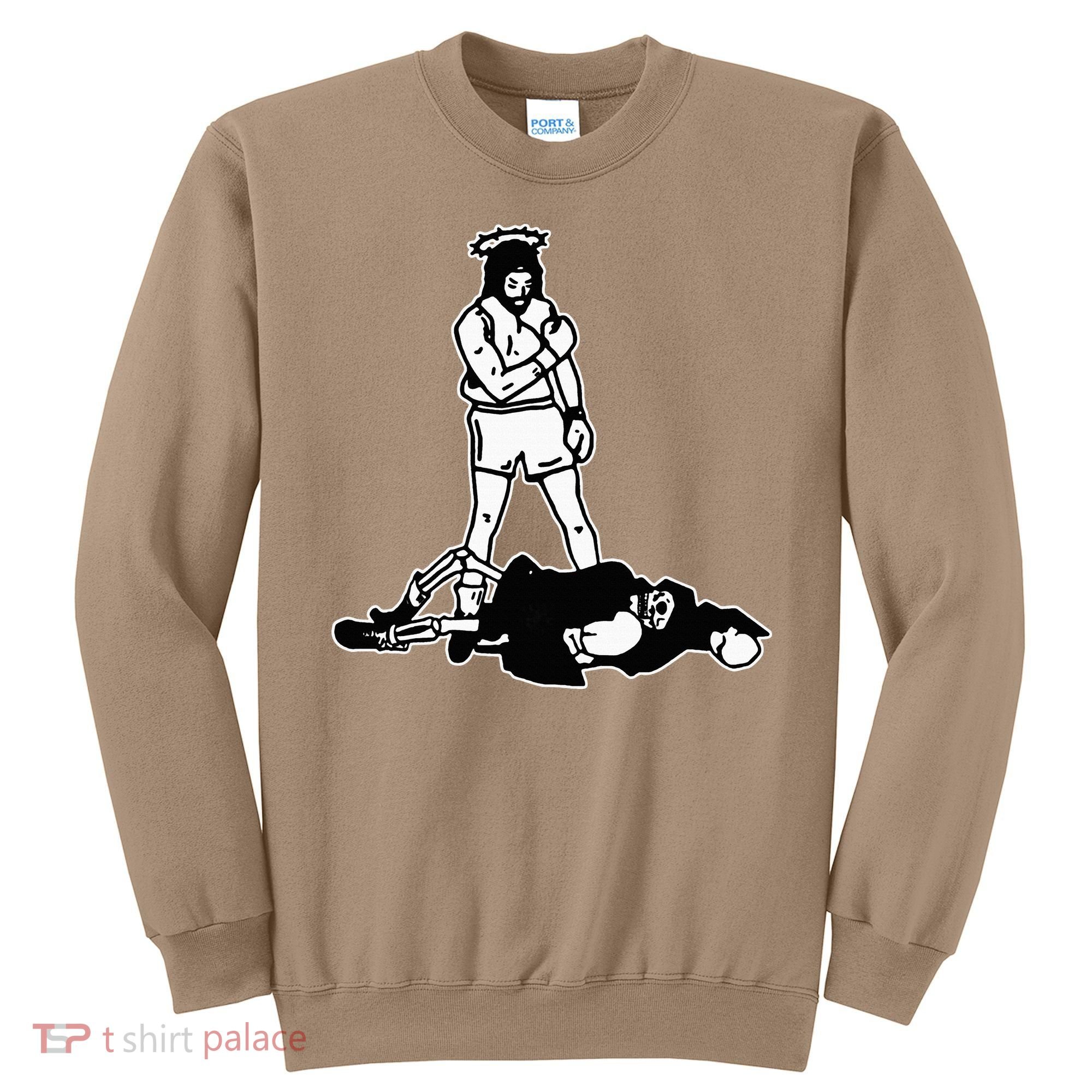 Jesus Knockout Grim Reaper X Jesus Conquers Death Boxing Sweatshirt