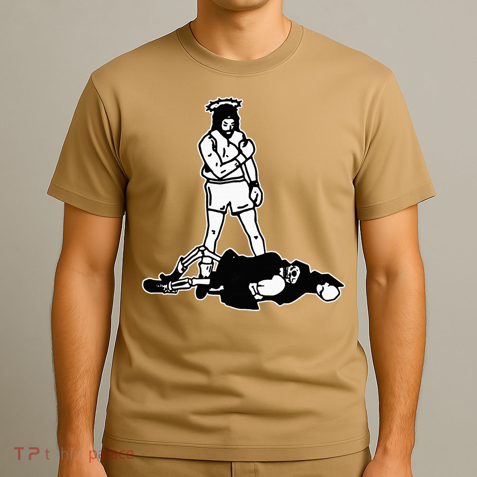 Jesus Knockout Grim Reaper X Jesus Conquers Death Boxing T-Shirt