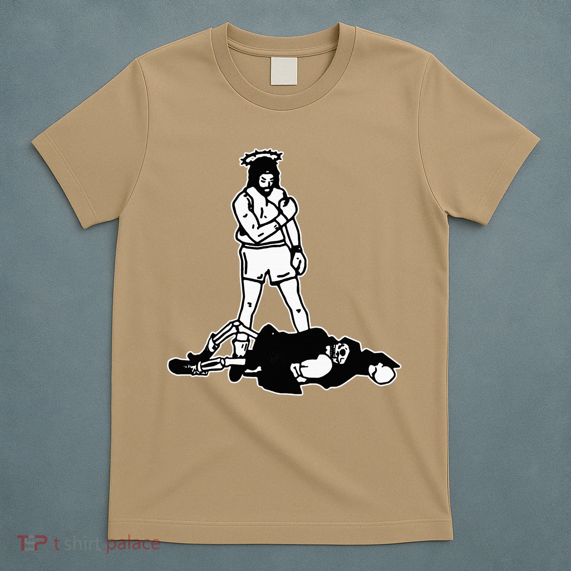 Jesus Knockout Grim Reaper X Jesus Conquers Death Boxing T-Shirt