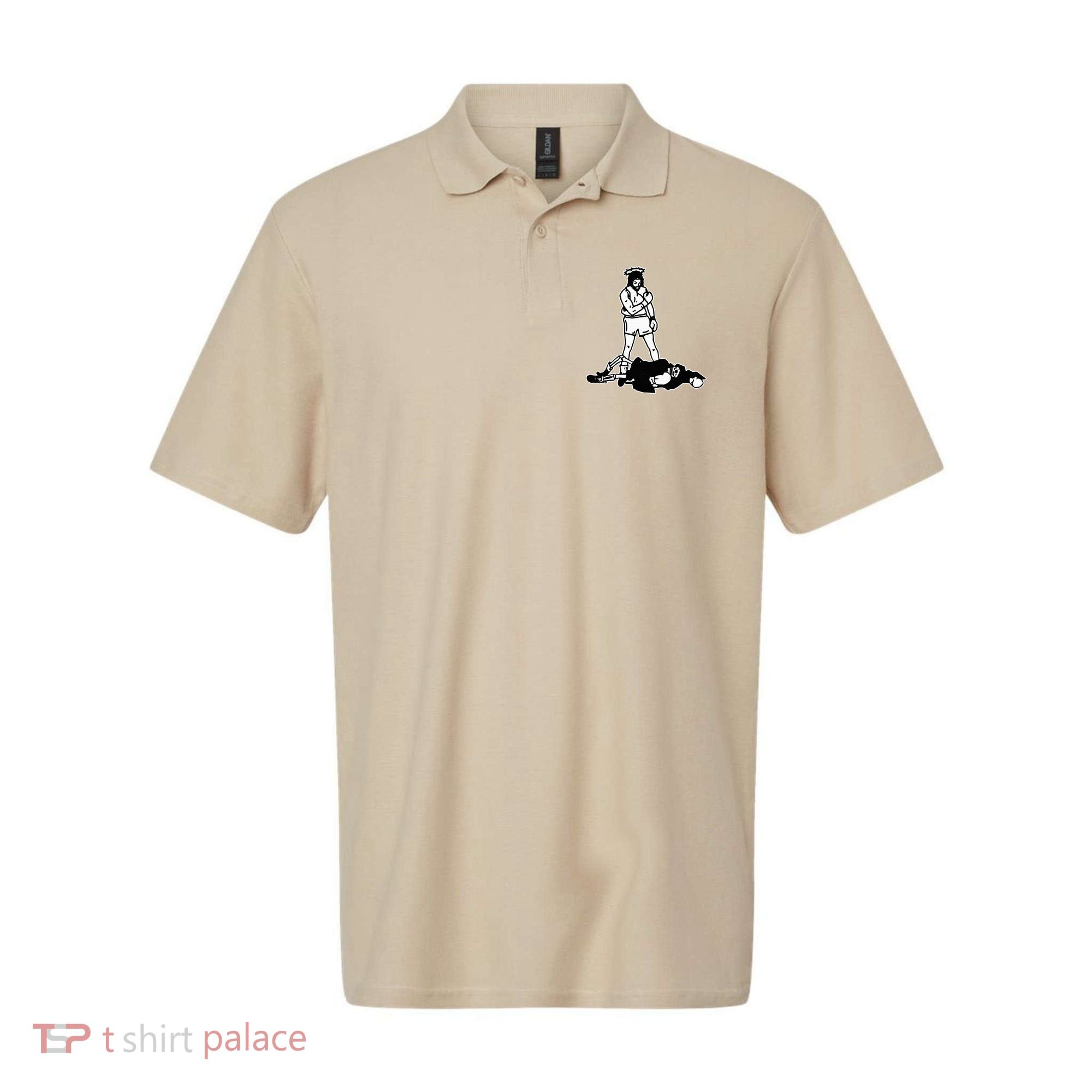 Jesus Knockout Grim Reaper X Jesus Conquers Death Boxing Polo
