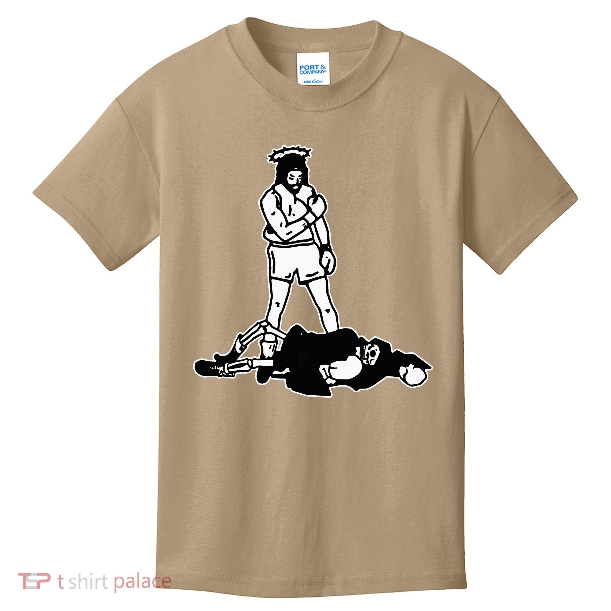 Jesus Knockout Grim Reaper X Jesus Conquers Death Boxing Kids T-Shirt