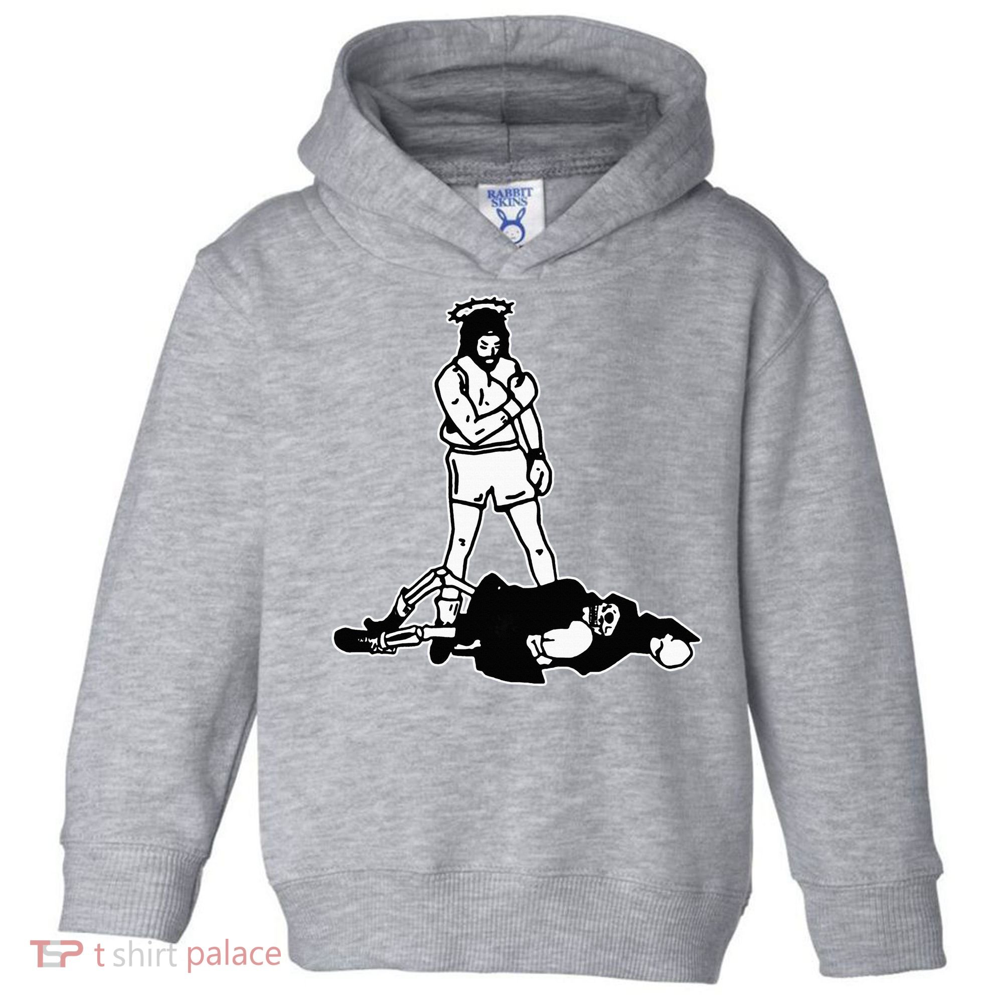 Jesus Knockout Grim Reaper X Jesus Conquers Death Boxing Toddler Hoodie