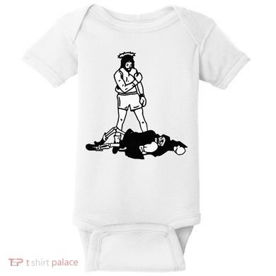 Jesus Knockout Grim Reaper X Jesus Conquers Death Boxing Baby Bodysuit