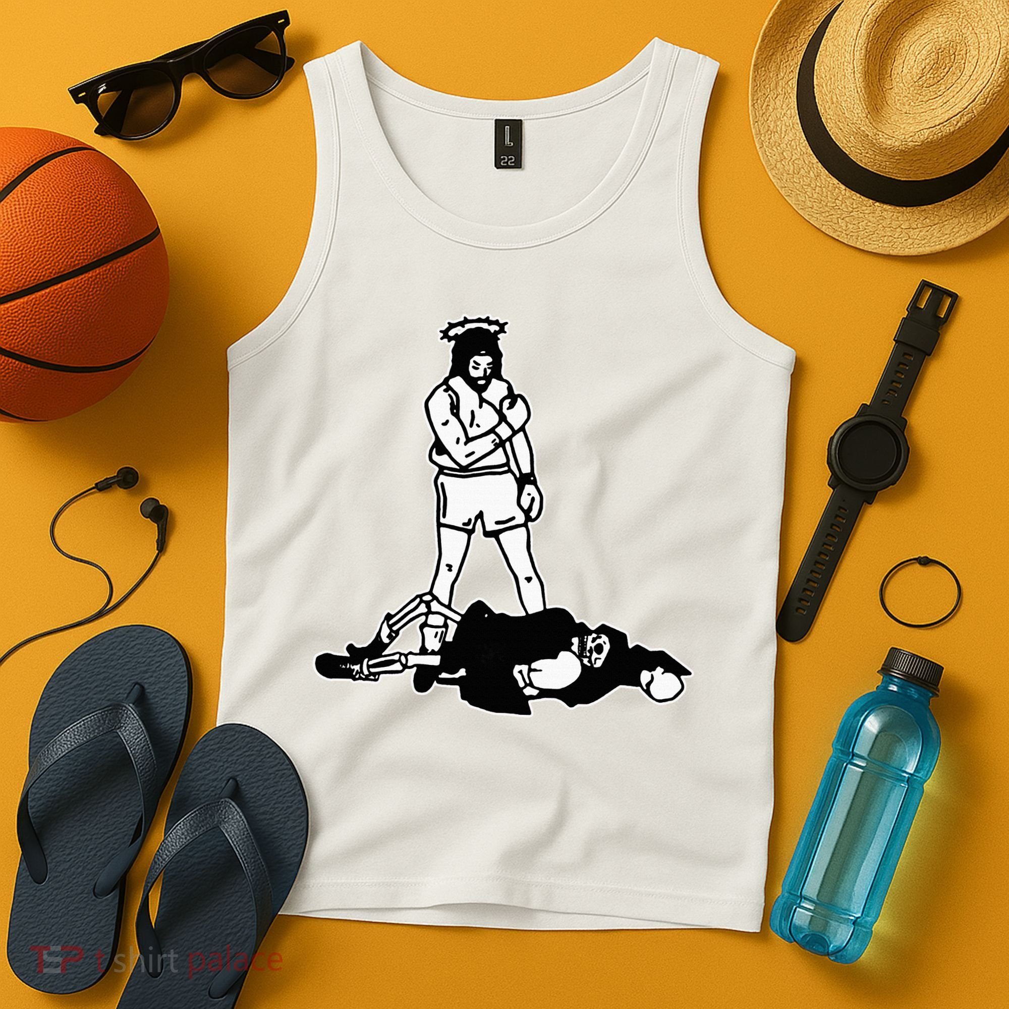 Jesus Knockout Grim Reaper X Jesus Conquers Death Boxing Tank Top
