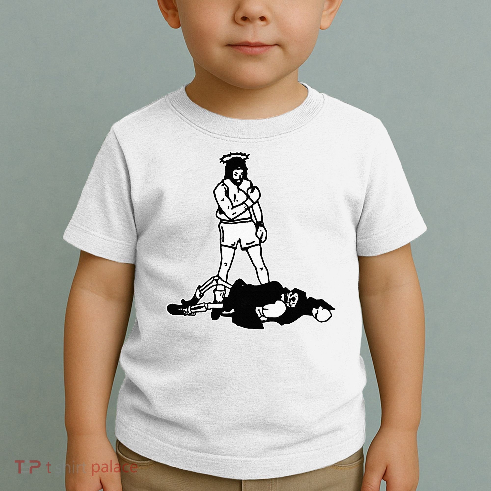 Jesus Knockout Grim Reaper X Jesus Conquers Death Boxing Toddler T-Shirt