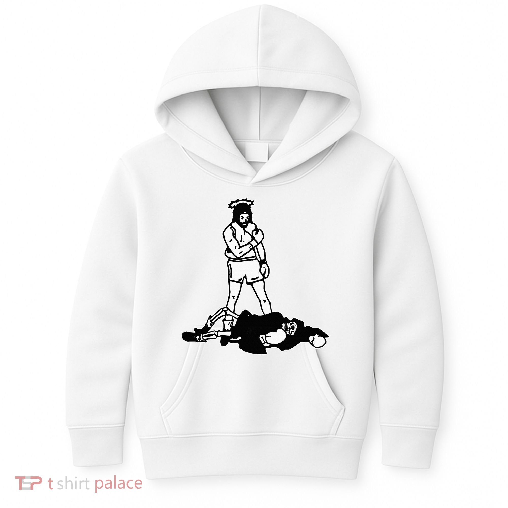 Jesus Knockout Grim Reaper X Jesus Conquers Death Boxing Kids Hoodie
