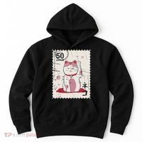 Japanese Kawaii Lucky Cat Stamp Art Hoodie thumb 0