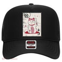 Japanese Kawaii Lucky Cat Stamp Art Hat thumb 0