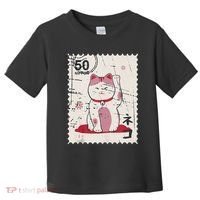Japanese Kawaii Lucky Cat Stamp Art Toddler T-Shirt thumb 0